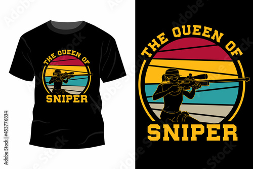 The queen of sniper t-shirt design vintage retro