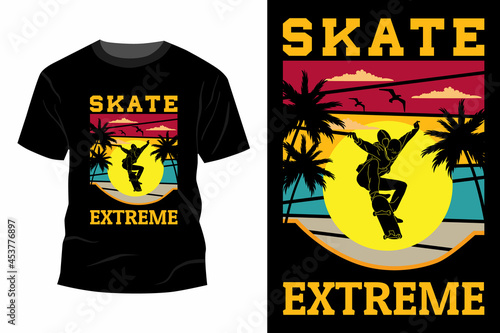 Skate extreme t-shirt design vintage retro