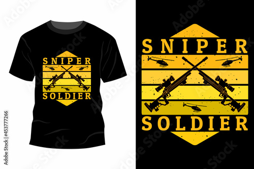Sniper soldier t-shirt mockup design vintage retro