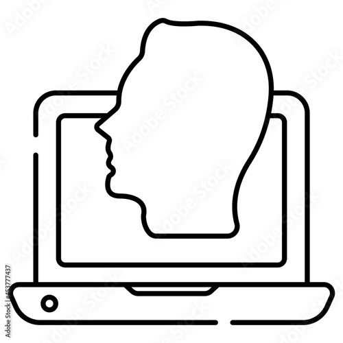 Avatar with laptop denoting concept of online man