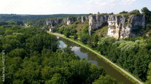 aerial view on the saussois rock in bourgogne in france photo