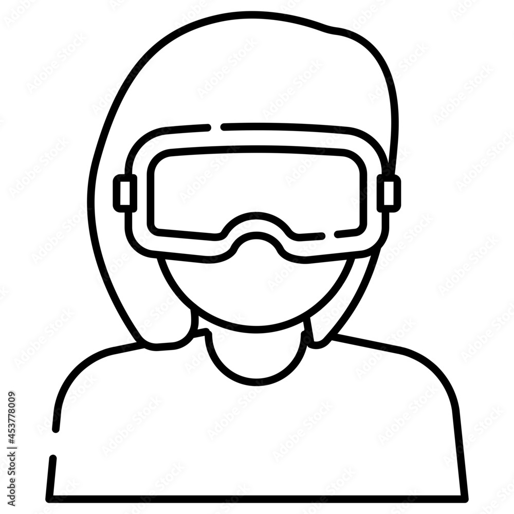 Eyewear accessory icon, linear design of vr headset Eyewear accessory icon, linear design of vr headset