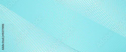 Light turquoise technology background. White, gray particles. Dotted lines. Futuristic pattern. Digital data concept. Landing page, presentation template. Abstract design for voucher, coupon, banner