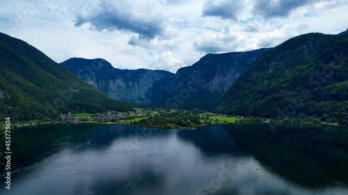 Beautiful Lake Hallstatt in Austria - travel photography by drone