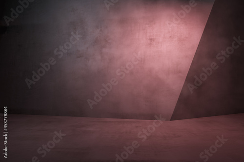 Empty pink concrete interior with mock up place for your advertisement on wall. 3D Rendering.