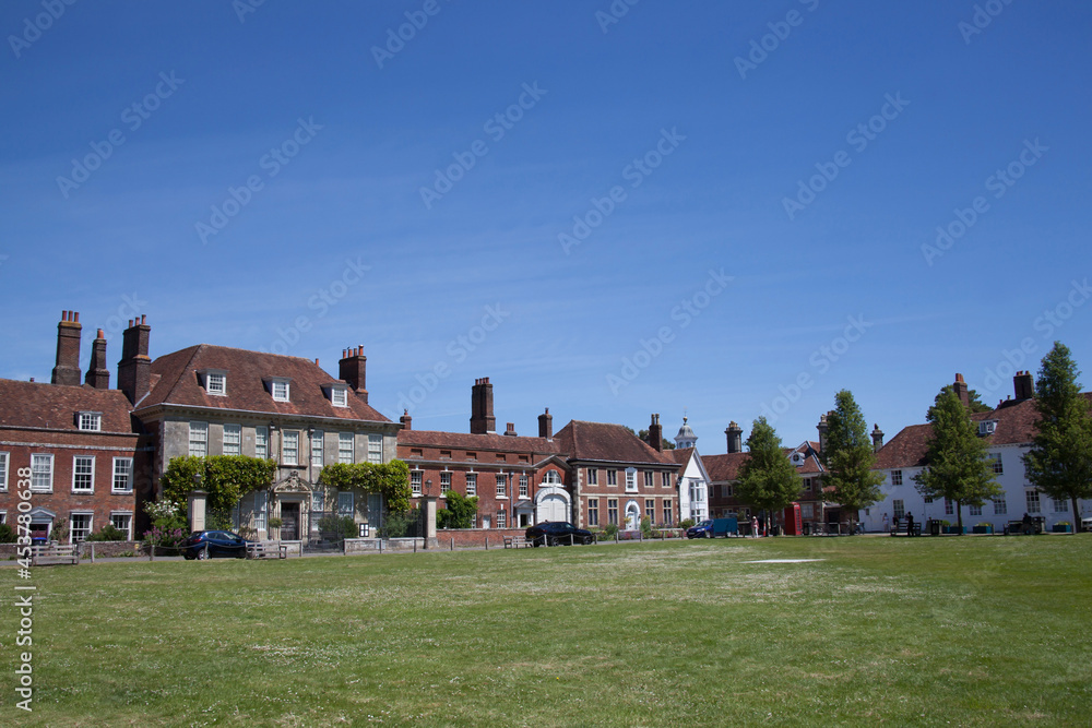 Buildings on the Green by Salisbury Cathedral in Wiltshire in the UK Buildings on the Green by Salisbury Cathedral in Wiltshire in the UK