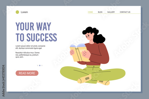 Vector design of web app for education, personal development and knowledge.