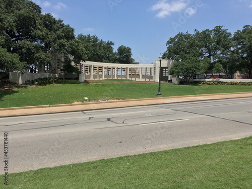 Beautiful shot of Dealey Plaza in Dallas,USA  with a forest in the background on a sunny day photo