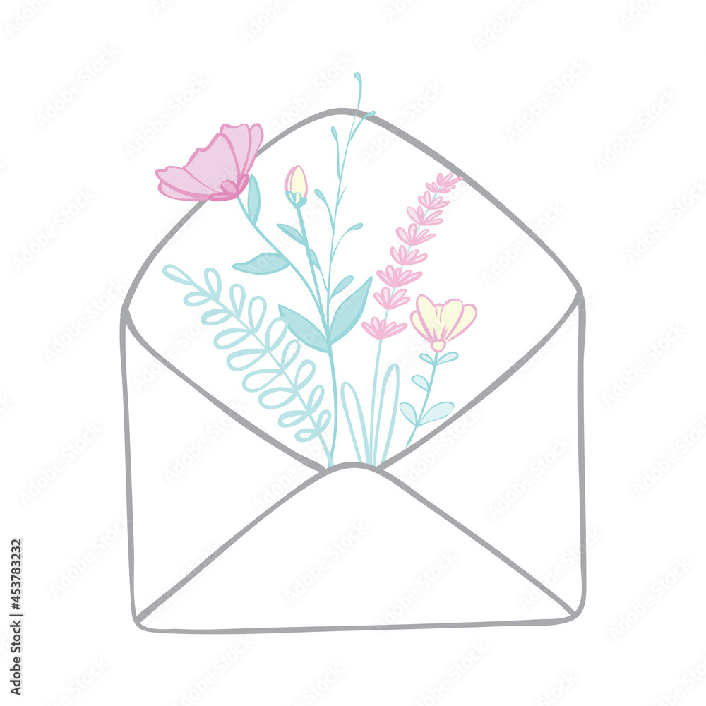 Letter with heart, message of love in envelope Letter with heart, message of love in envelope