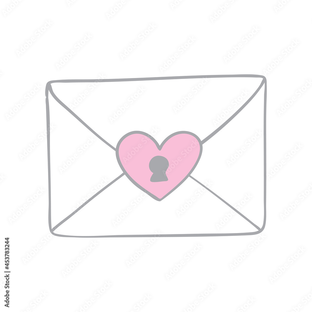 Letter with heart, message of love in envelope Letter with heart, message of love in envelope