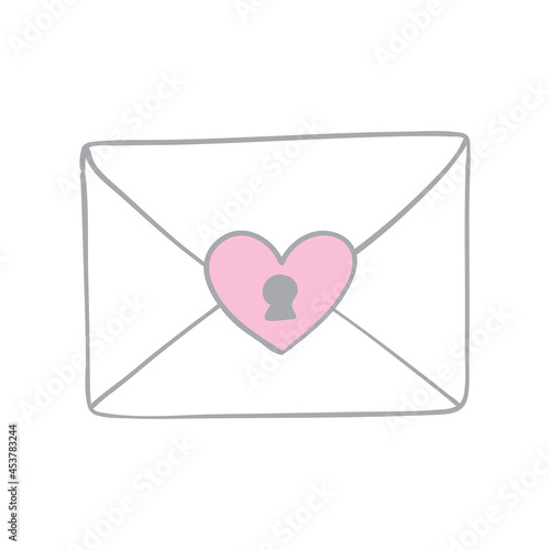 Letter with heart, message of love in envelope