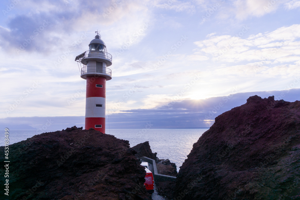 Famous Punta Teno Lighthouse with Sunset