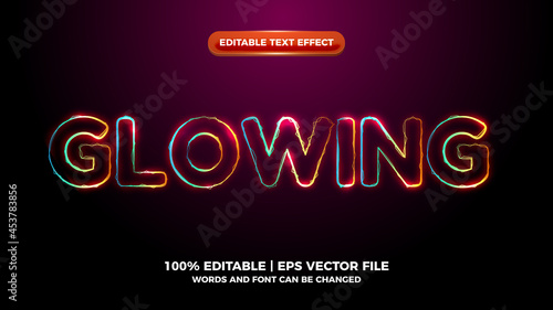 glowing colorful elictric wave editable text effect