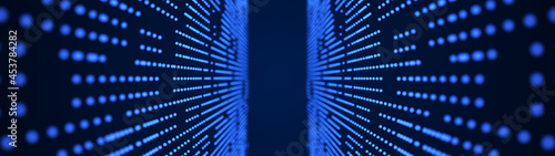 Abstract digital background. Science background. Big data digital code, data transmission and DNA biology transmission. Big data code matrix. 3D rendering.