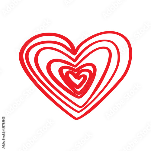 Red heart icon isolated on white background. Modern flat valentine love sign.