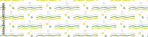 Summer tropical stripe seamless border pattern. Bright retro broken line banner edge. Fun gender neutral gift wrap masking taper decor washi ribbon trim in vector.