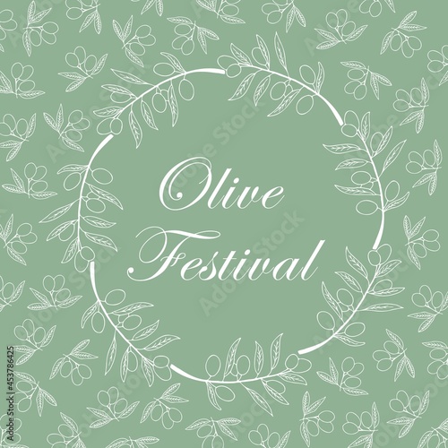 Olive wreath Round frame greating for card  menu or invitation card.