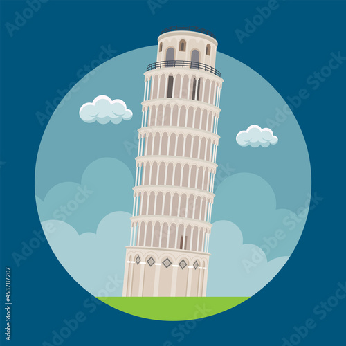 Tableau sur toile World famous building - Leaning Tower of Pisa