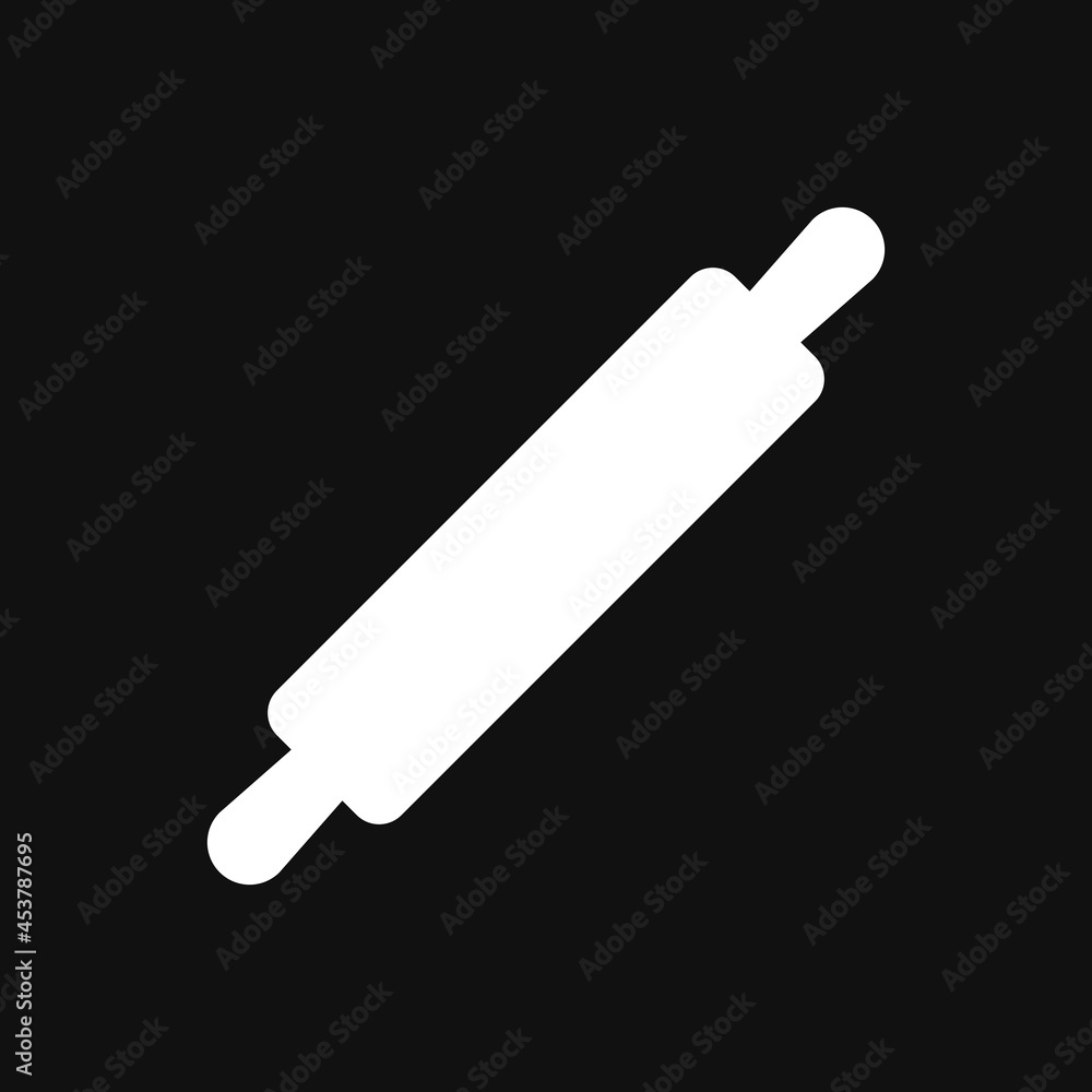 Kitchen rolling pin icon on grey background Kitchen rolling pin icon on grey background