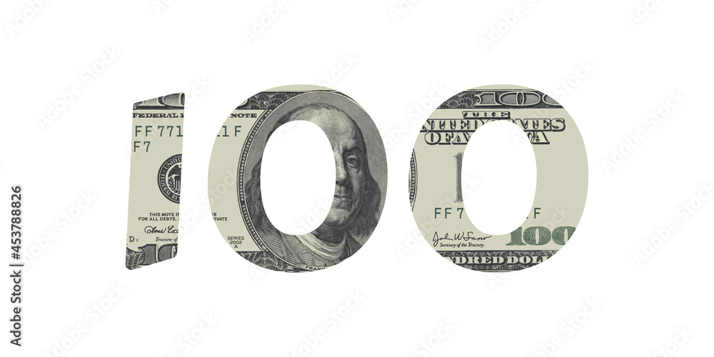 Highly detailed one hundred dollars USA bill in number 100 Highly detailed one hundred dollars USA bill in number 100