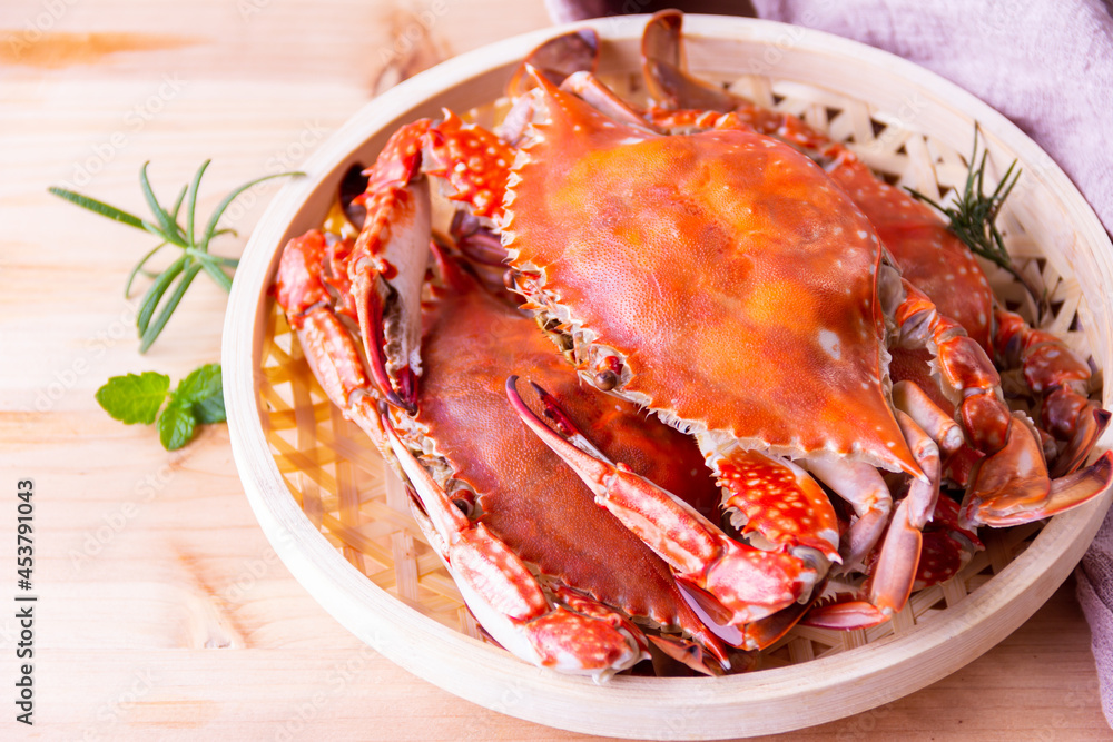Blue Crab, boiled blue Crab gourmet, Seafood background Blue Crab, boiled blue Crab gourmet, Seafood background