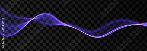 Blue abstract wave. Magic line design. Flow curve motion element. Neon gradient wavy illiustration.