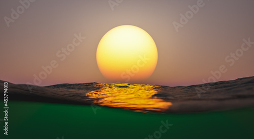 Fototapeta Naklejka Na Ścianę i Meble -  sunset over the surface of the sea