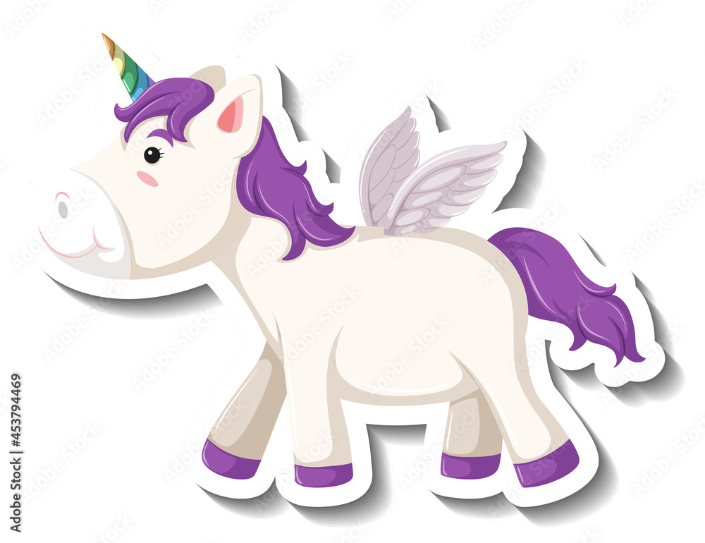 Cute pegasus standing pose on white background Cute pegasus standing pose on white background
