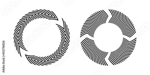 Set of circle circular rotating design elements.