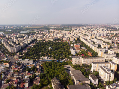Aerial view of Bucharest skyline