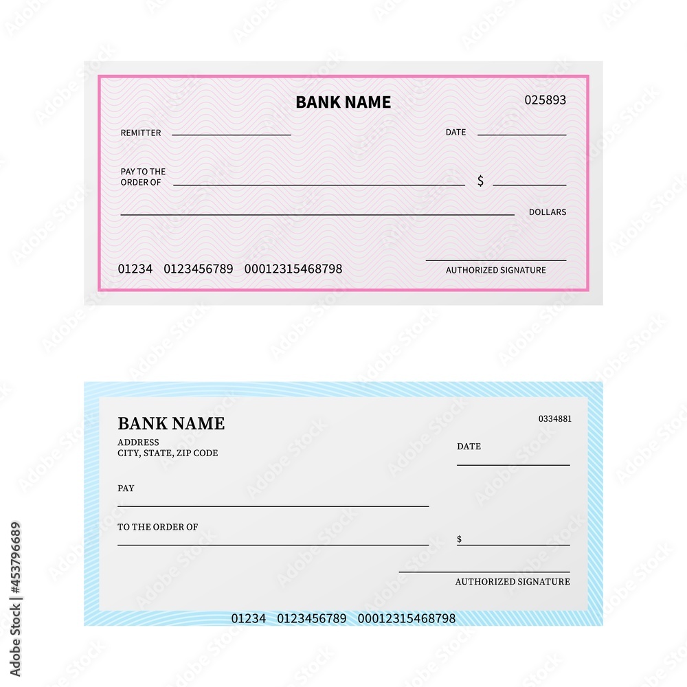 Bank check. Blank cheque checkbook with guilloche pattern and watermark ...