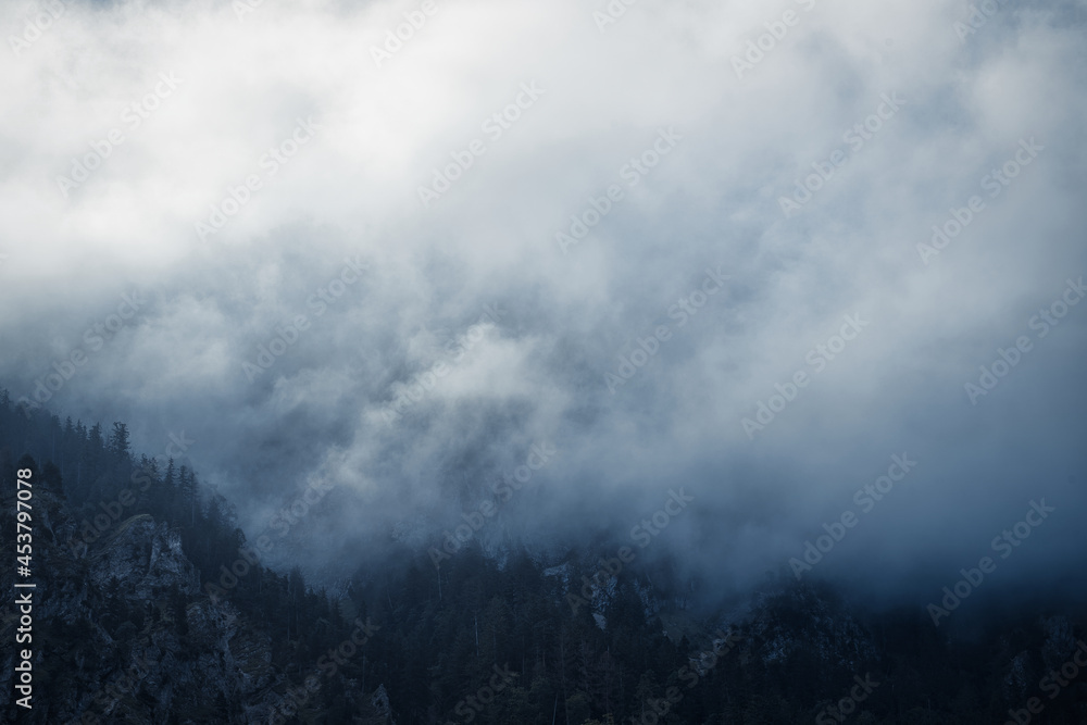 clouds and fog over the mountains and forest clouds and fog over the mountains and forest