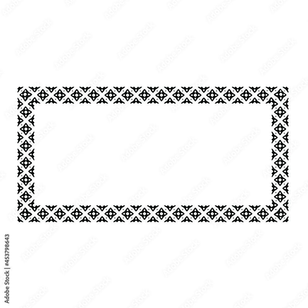 Black and white rectangular frame with ornament, vector certificate template, decorative design element in retro style Black and white rectangular frame with ornament, vector certificate template, decorative design element in retro style