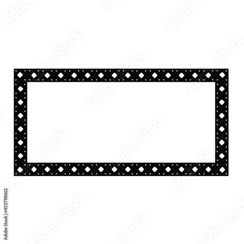 Black and white rectangular frame with ornament  vector certificate template  decorative design element in retro style