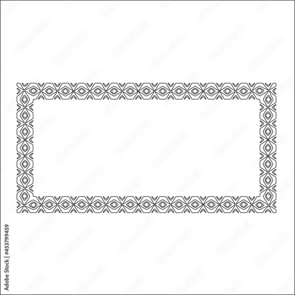 Black and white rectangular frame with ornament, vector certificate template, decorative design element in retro style Black and white rectangular frame with ornament, vector certificate template, decorative design element in retro style
