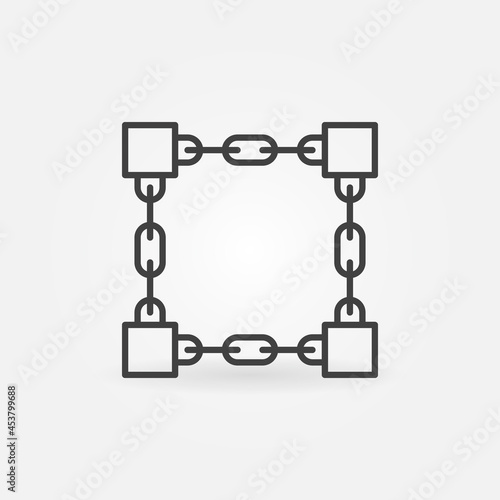Blocks with Chain line icon. Vector Blockchain concept sign