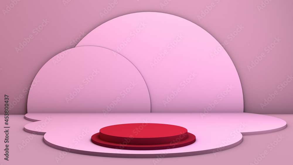 Mockup with geometric shape on abstract background. Empty pedestal for product display. 3D render. Copy space. Mockup with geometric shape on abstract background. Empty pedestal for product display. 3D render. Copy space.