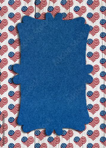 Patriotic frame with illustration red, white and blue US flag stars