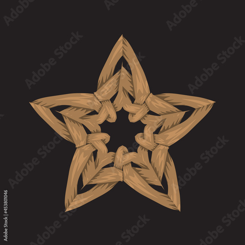 Creative woven unique star. Flat and solid color vector illustration
