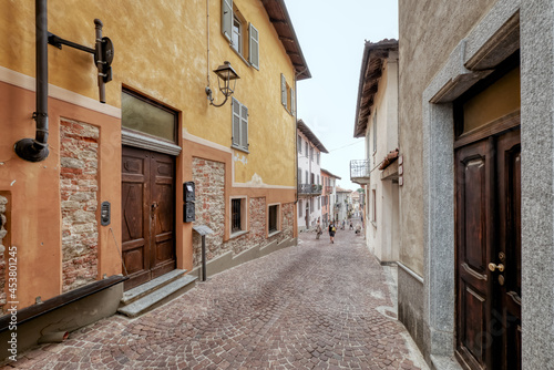 Old street of La Morra, typical medieval village in the hilly region of Langhe (Piedmont, Northern Italy), UNESCO site since 2014 is famous for its panoramic viewpoint over the vineyards.