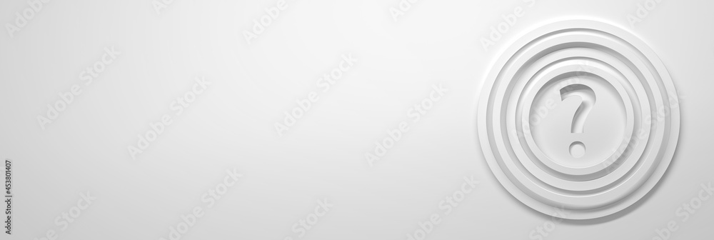 Fototapeta premium Wide wWide web banner with circles, copy blank space and question mark