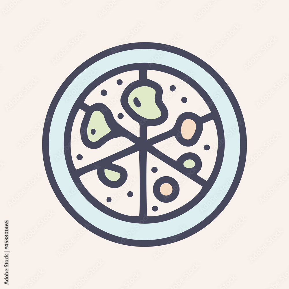 Petri dish color vector doodle icon design