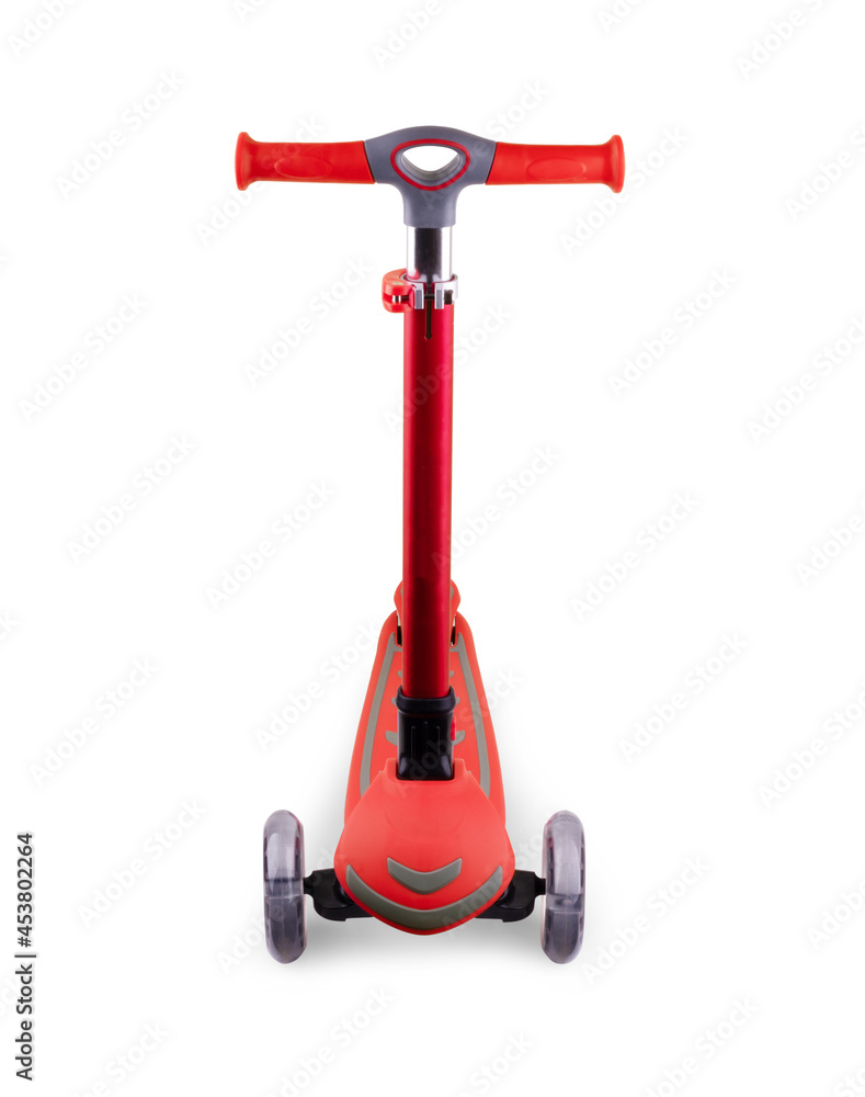 Children's scooter isolated on white with clipping path. The child scooters isolated over white background.