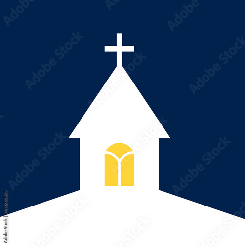 White Church building at night.