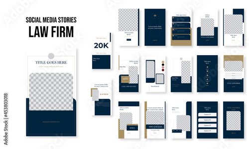 Set of editable social media instagram stories law firm, attorney with minimalist design vector template ai & eps 10