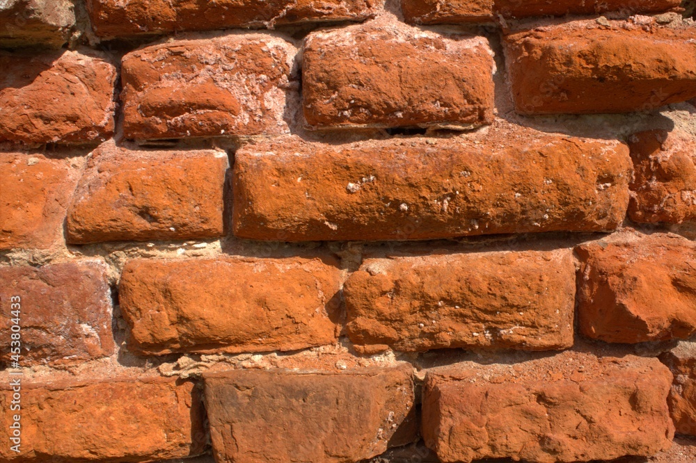 An ancient red brick wall is very suitable for a background. An ancient red brick wall is very suitable for a background.