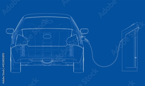 Electric car charging station. Electromobile