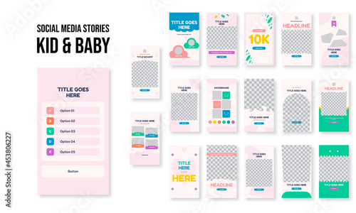 Set of editable social media instagram stories kid toys with colourful design vector template ai & eps 10