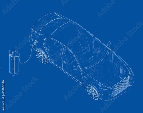 Electric car charging station. Electromobile