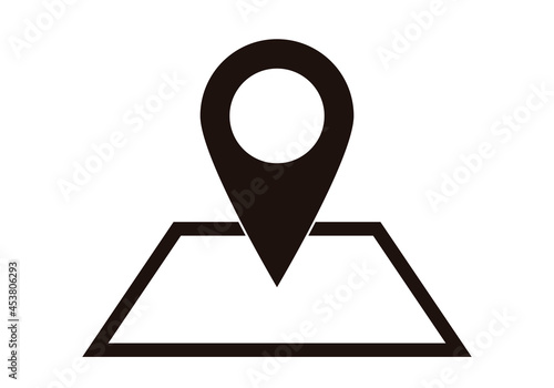 Icono negro de marcador sobre un mapa.